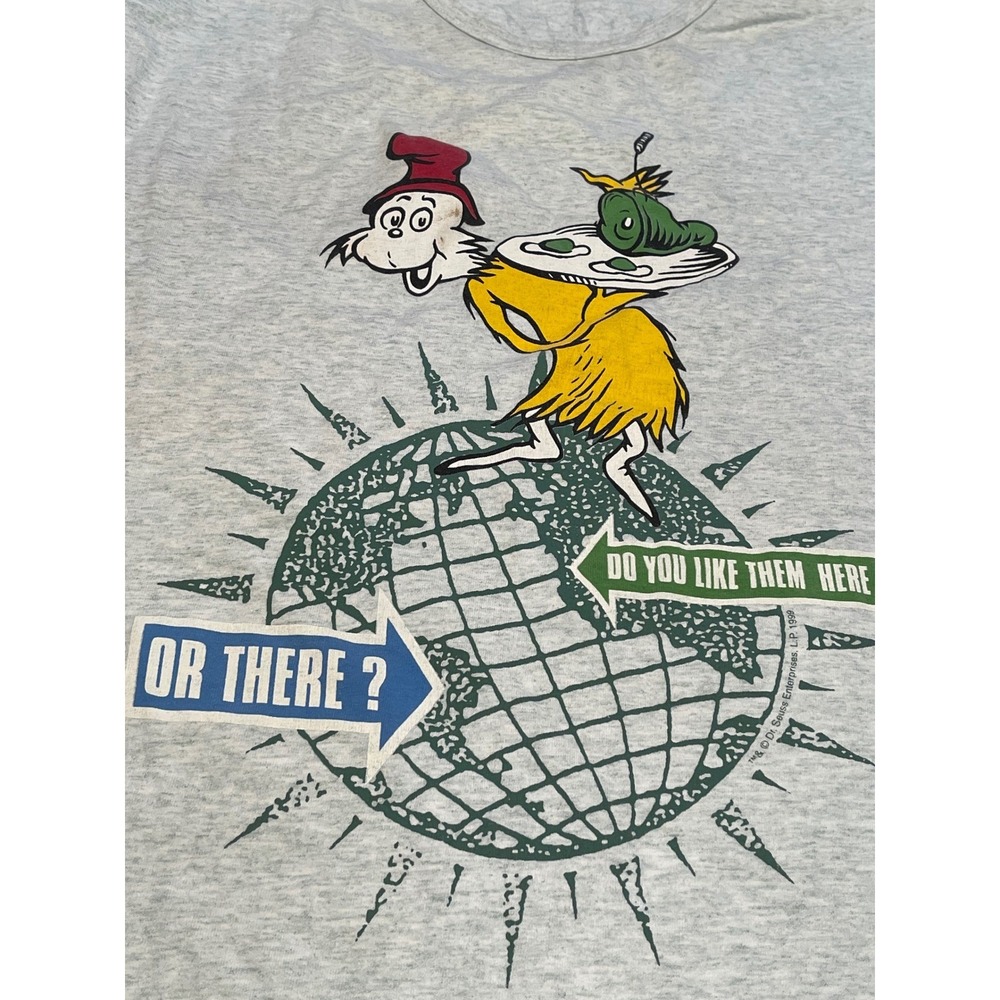 Dr. Seuss 90s Green Eggs and Ham Graphic T-Shirt Women 18W/20 Vtg 1999 FLAW Y2K